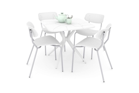 Обеденная группа SHT-DS129 белый / хром лак